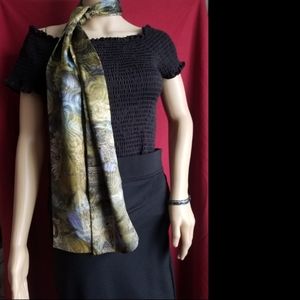 PRE-OWNED, Satin Silk Twilly Scarf Long Slim